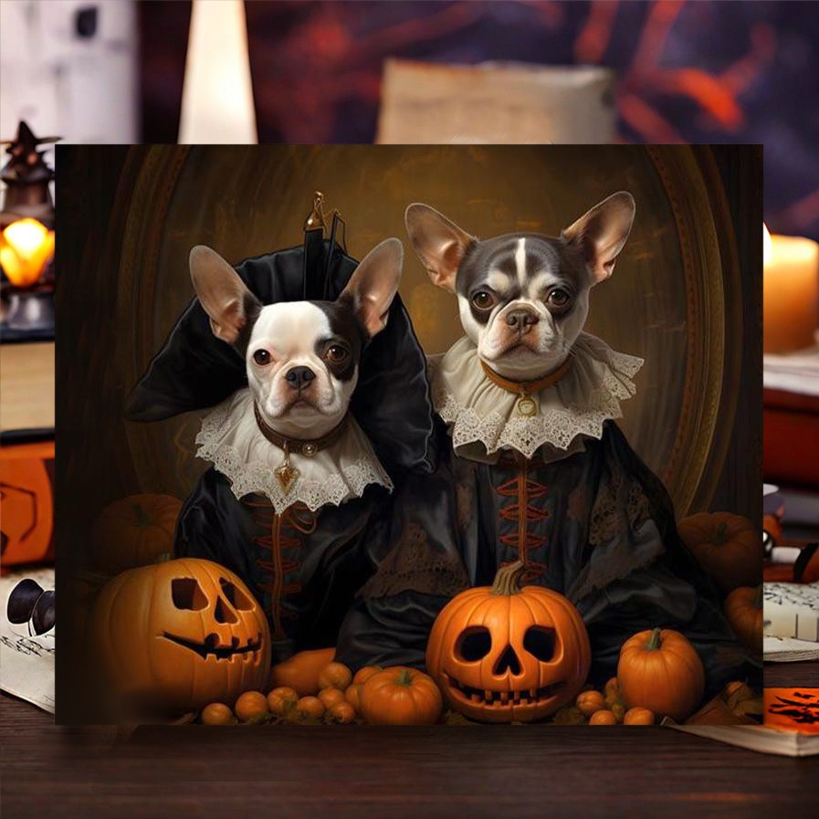 Personalised Halloween Pet Portrait Frame Custom Halloween Poster Funny Wall Art for Pet Lovers Memorial Gifts