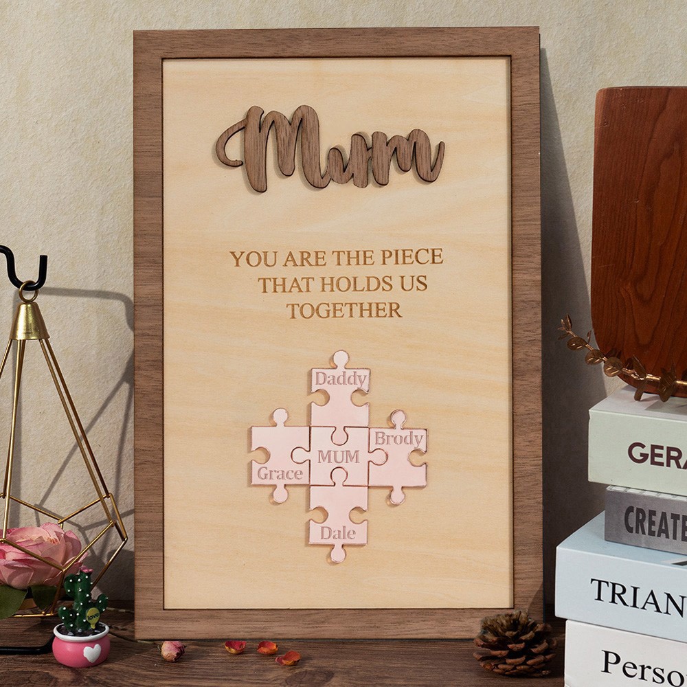 Personalised Mum You Are The Piece That Holds Us Together Names Puzzle Sign Mother's Day Gift Ideas