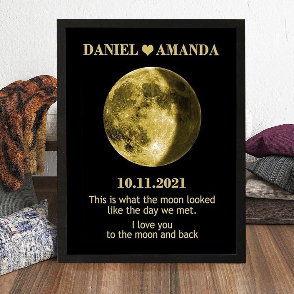 This Is What The Moon Looked Like The Day We Met Personalised Moon Phase Print Frame Gifts for Couple Anniversary Gift 