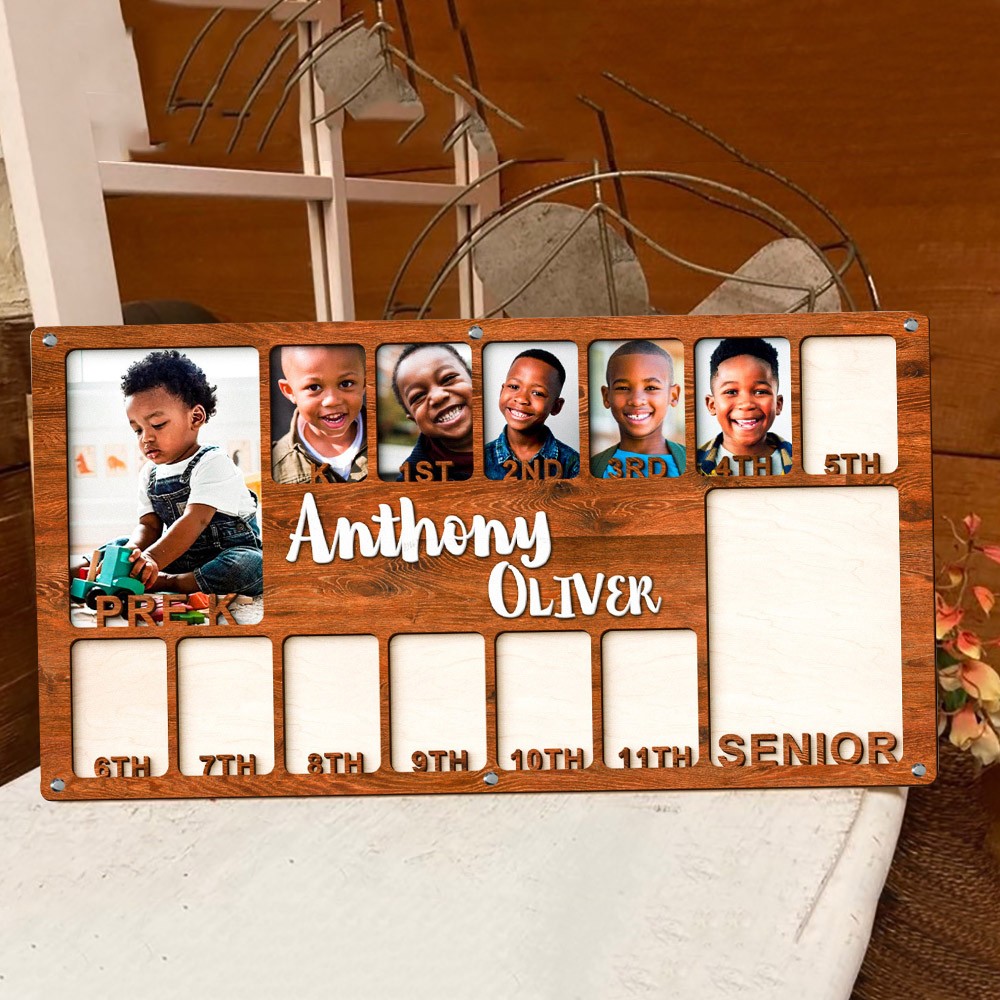 Personalised K-12 School Years Photo Frame Wooden Back to School Sign Gifts For Kids