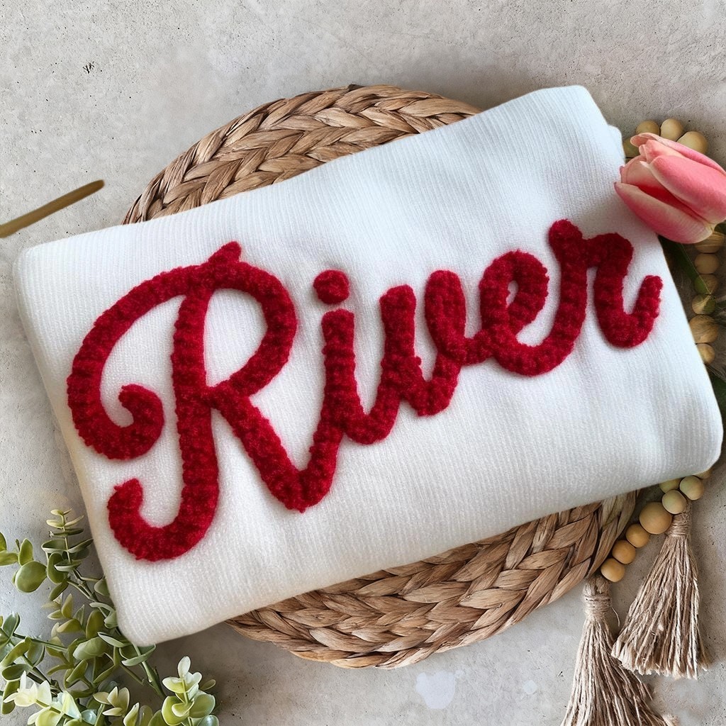 Custom Chenille Embroidered Team Sport Sweatshirt with Game Day Fuzzy Letter Unique Gift for Game Day