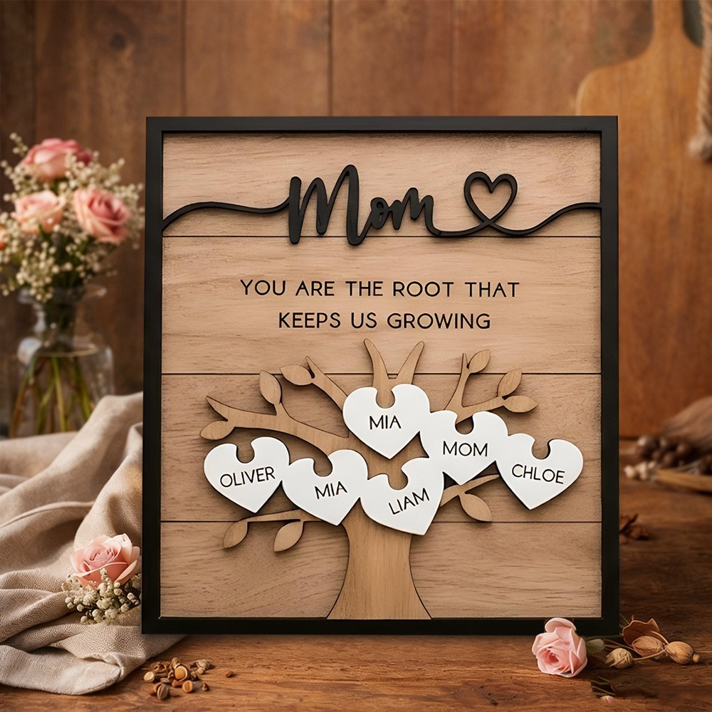 Custom Wooden Mum Puzzle Piece Sign With Kids Names Keepsake Gift For Mum Grandma Mother's Day Gifts
