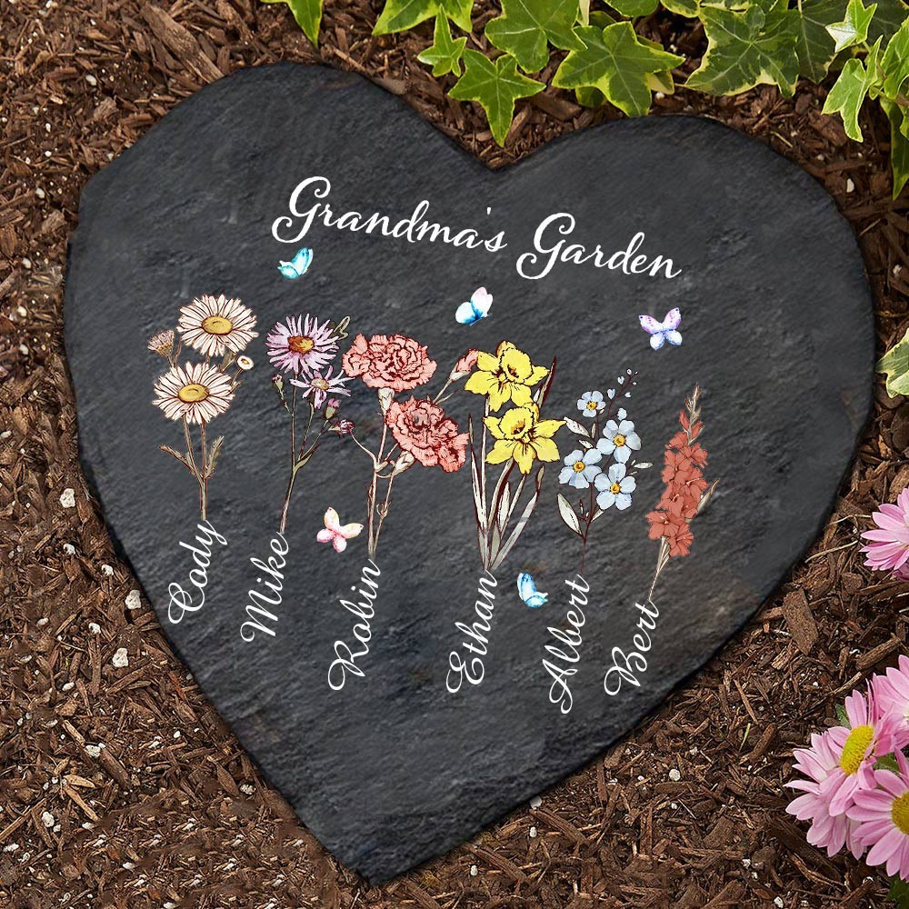 Personalised Grandma's Garden Birth Flower Plaque Sign With Grandkids Names Mother's Day Gift Keepsake Gift for Mum Grandma