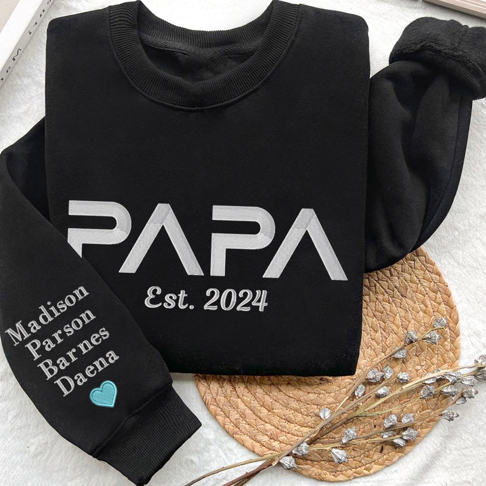 Personalised Embroidered Sweatshirt Hoodie For Papa Custom Gift For Dad Father's Day Gift Ideas