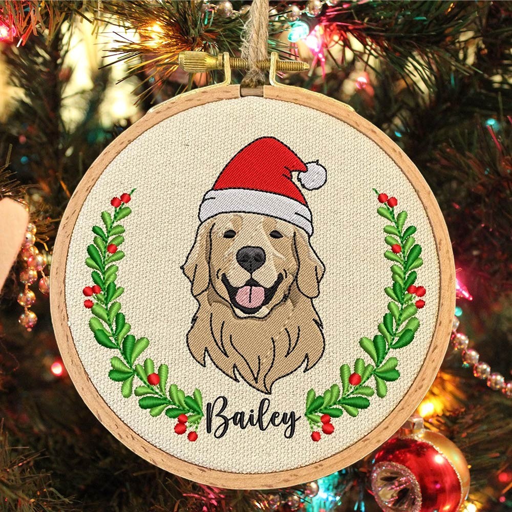 Custom Embroidered Dog Portrait Photo Ornament Gifts for Dog Owners Pet Memorial Gift Christmas Gift for Pet Lovers
