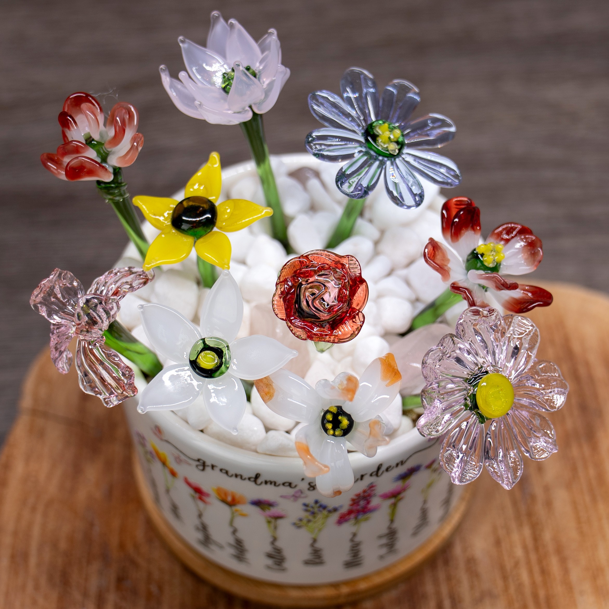 Personalised Mini Glass Birth Month Flower Gifts for Mum Grandma Christmas Gift