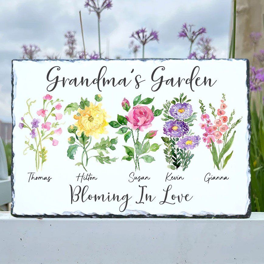 Custom Birth Flower Plaque For Grandma's Garden Preparing Gift For Grandma Mum Mother's Day Gift Ideas