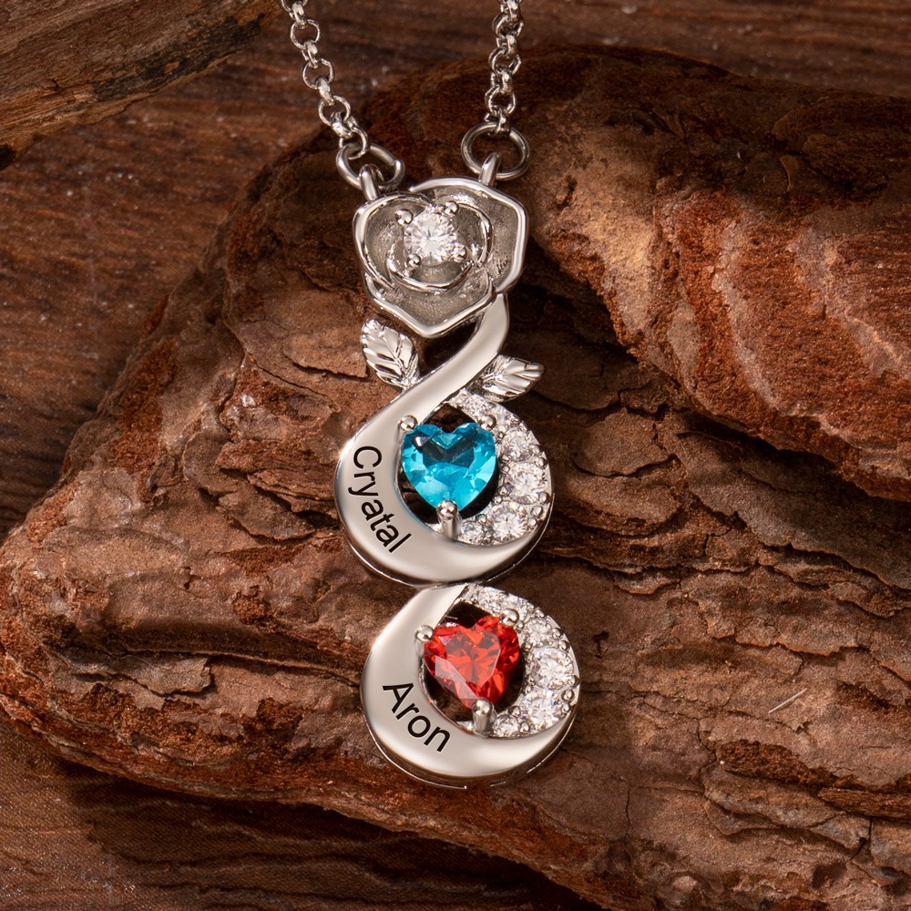 Custom Birthstones Necklace With Kids Names New Mum Gift Ideas Personalised Gift For Mum Grandma