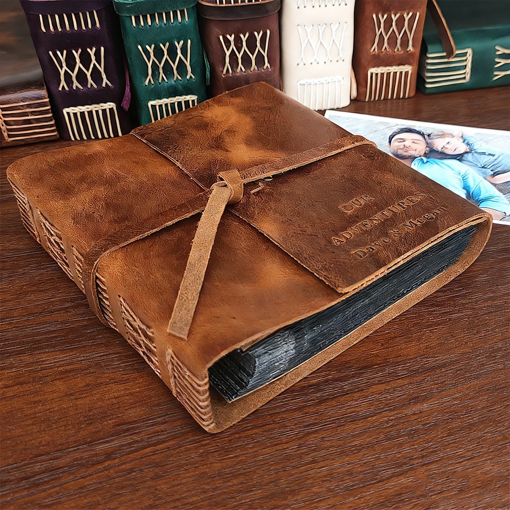 Personalised Genuine Leather Photo Album – Anniversary, Wedding & Family Gift for Him and Her