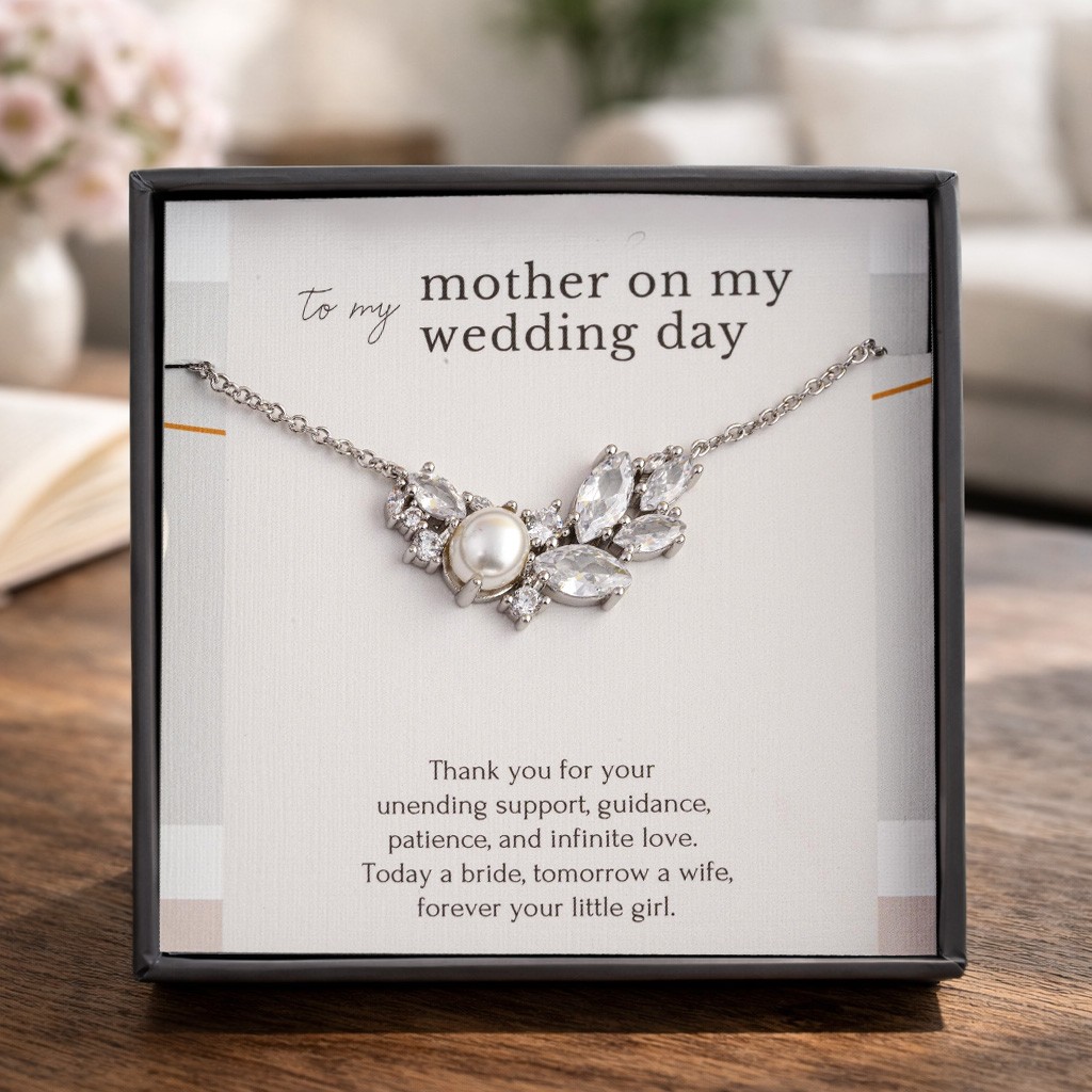 Mother of the Bride Pearl Necklace – Sterling Silver Wedding Jewelry Gift for Mum