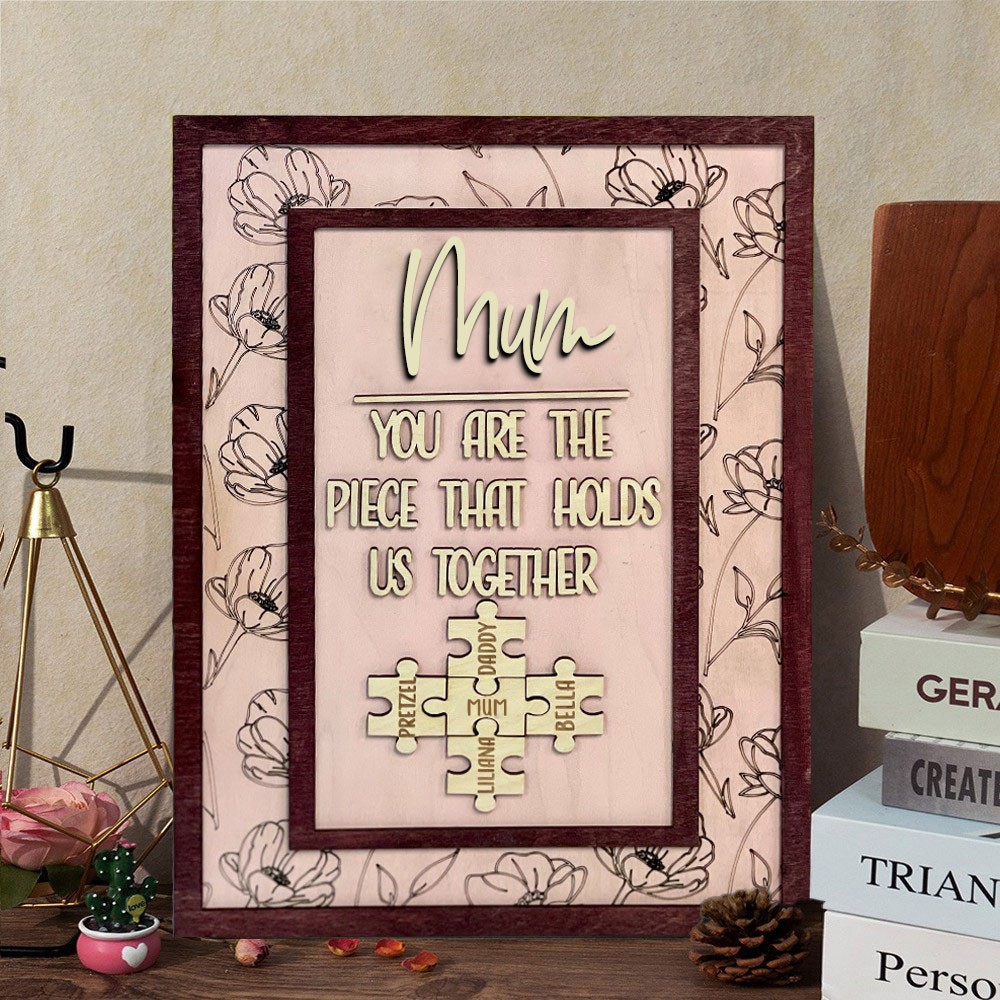 Personalised Mum Wooden Puzzle Sign with Kids Names New Mum Gift Unique Gifts for Mum Mother's Day Gift Ideas