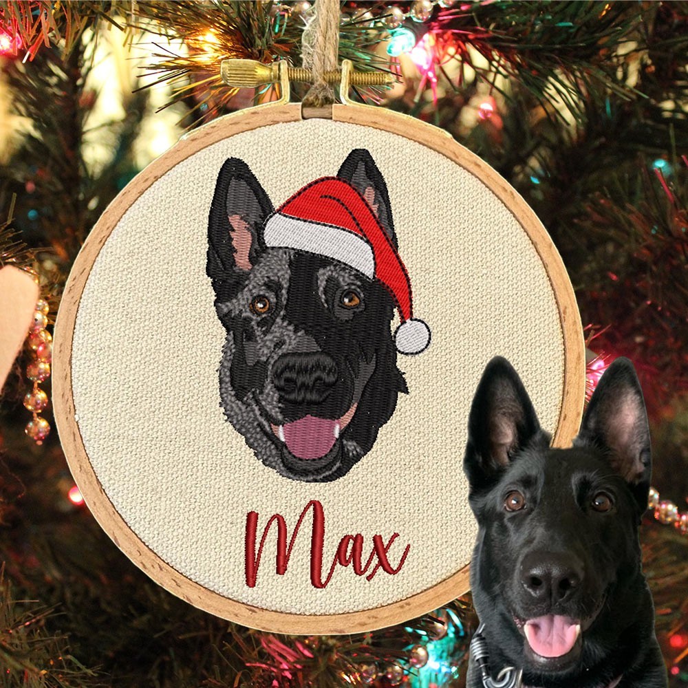 Custom Embroidered Dog Portrait Photo Ornament Gifts for Dog Owners Pet Memorial Gift Christmas Gift for Pet Lovers