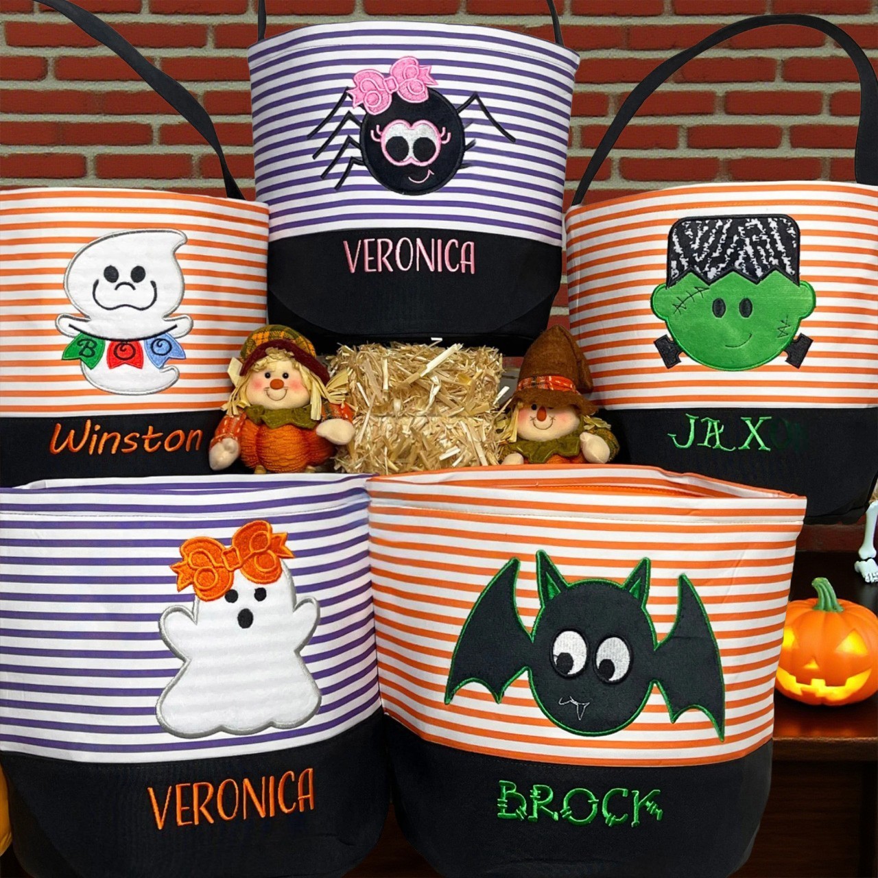 Custom Trick or Treat Bag with Name Halloween Bucket Candy Bag Halloween Gift for Kids