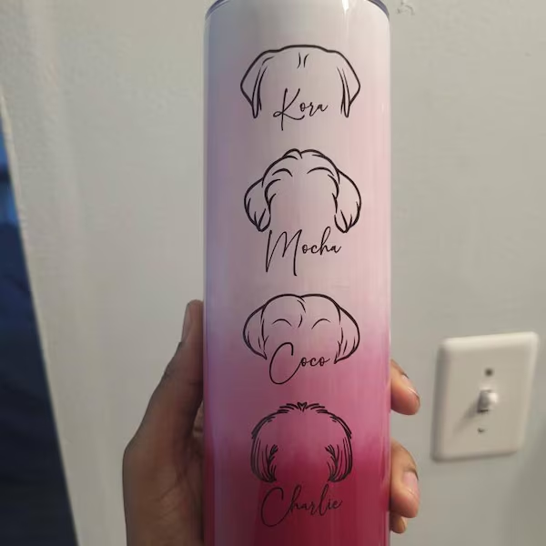 Personalised Engraved Dog Ear Tumbler with Name for Dog Lovers Unique Gifts for Pet Lovers