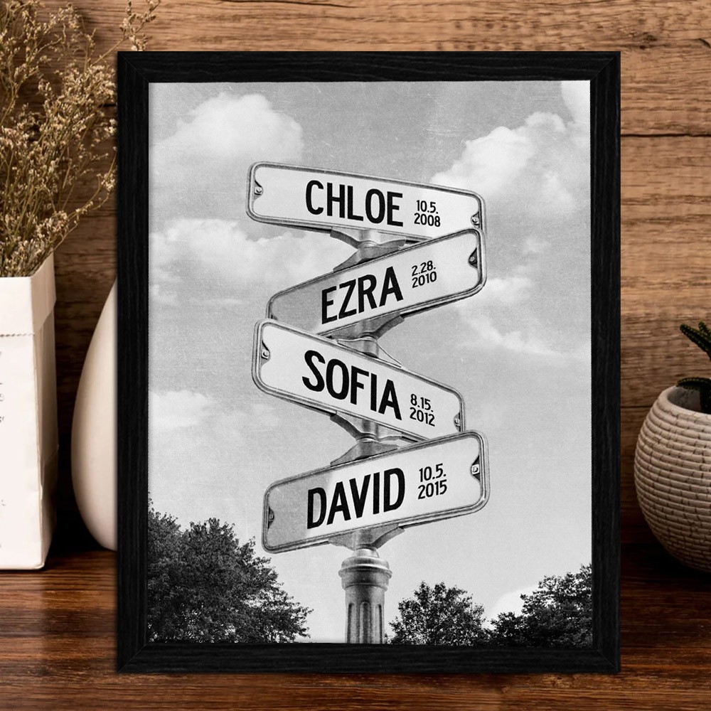 Custom Date of Birth Vintage Street Sign with Names Family Keepsake Gifts Unique Gift for Mum Dad