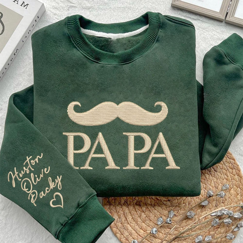 Personalised Beard Papa Embroidered Sweatshirt Hoodie With Kids Names Father's Day Keepsake Gifts