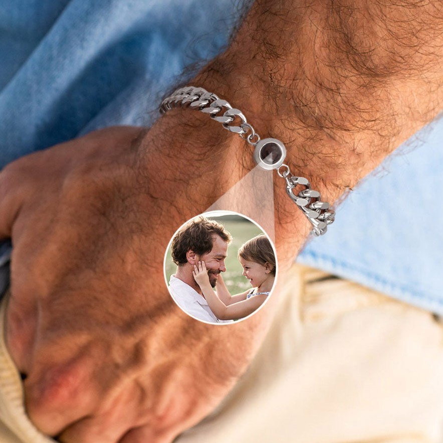 Personalised Photo Projection Men Bracelet Father's Day Gift Ideas