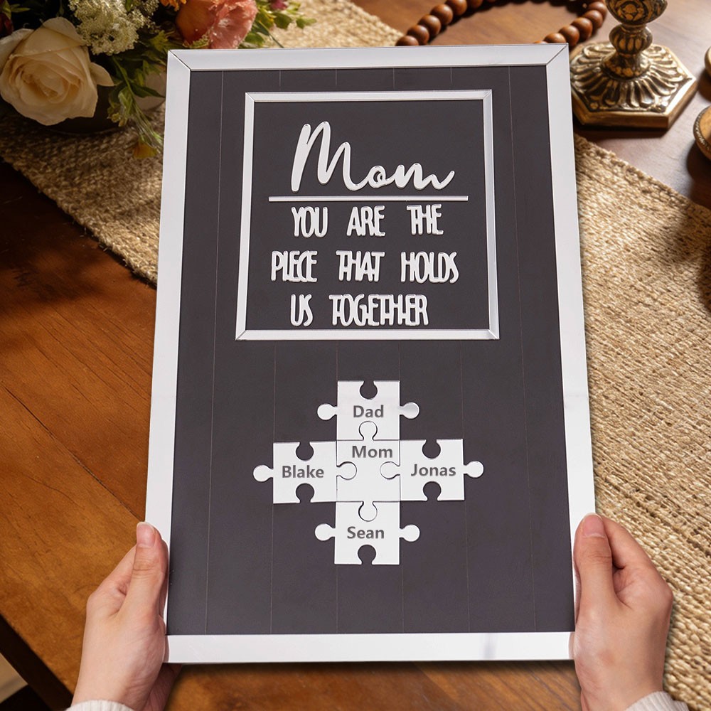Mum You Are The Piece That Holds Us Together Personalised Mum Puzzle Piece Name Sign with Kids Names Gifts for Mum Mother's Day Gift