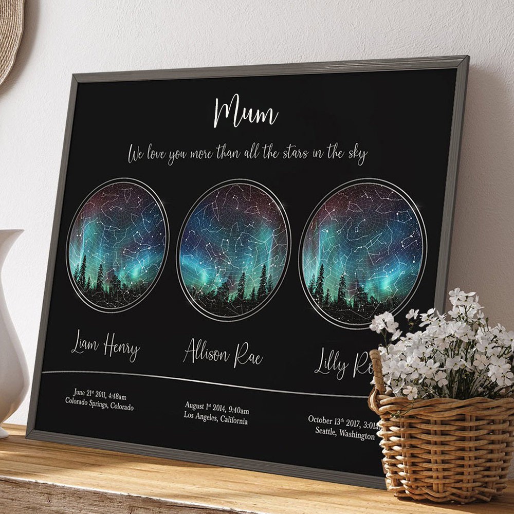 Personalised Star Map Print Frame for Grandma Mum Family Keepsake Gifts Christmas Gift