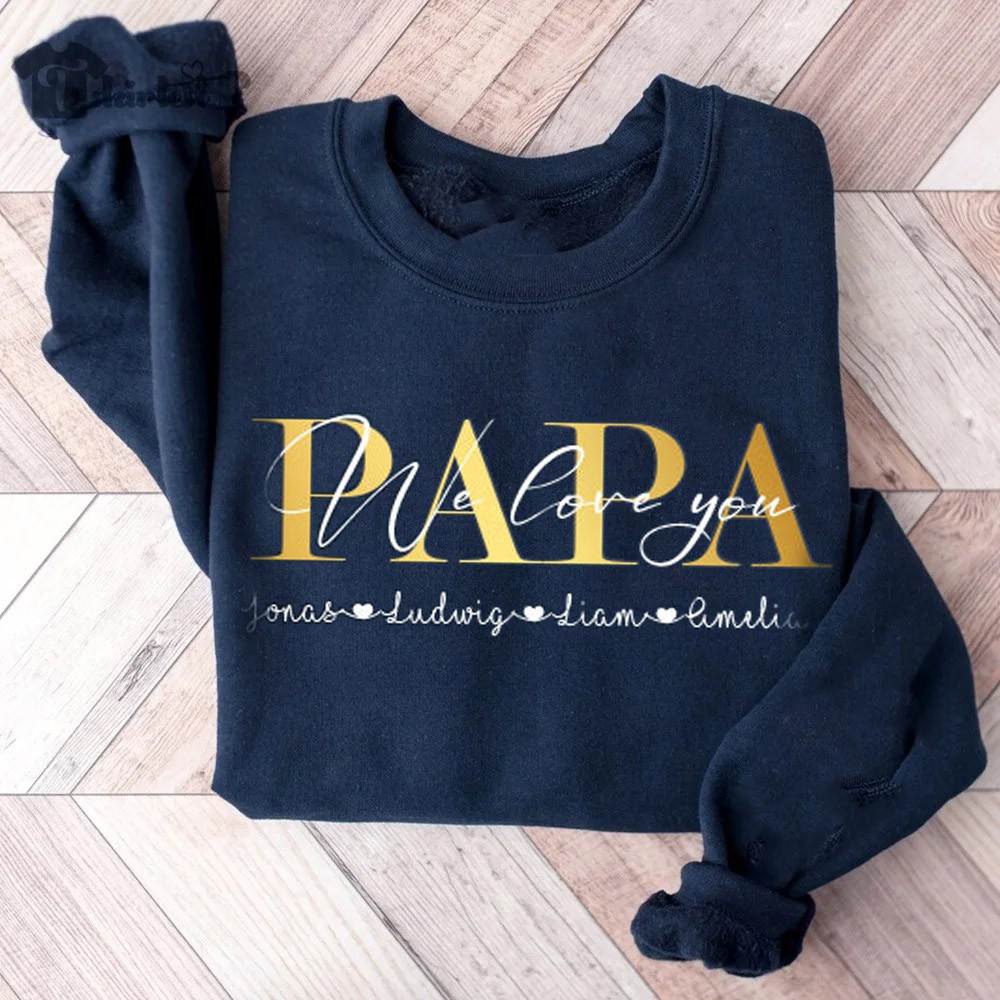Personalised Papa Embroidered Sweatshirt Hoodie Meaningful Gift Father's Day Gift Ideas