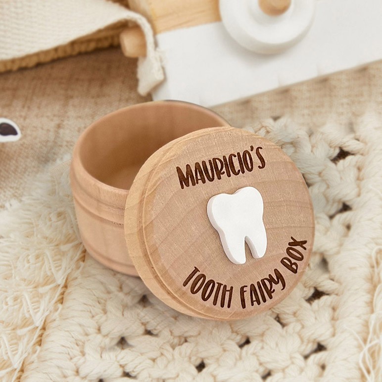 Personalised Engraved Wooden Baby Tooth Fairy Keepsake Box First Birthday Gift for Kids Baby Shower Gifts