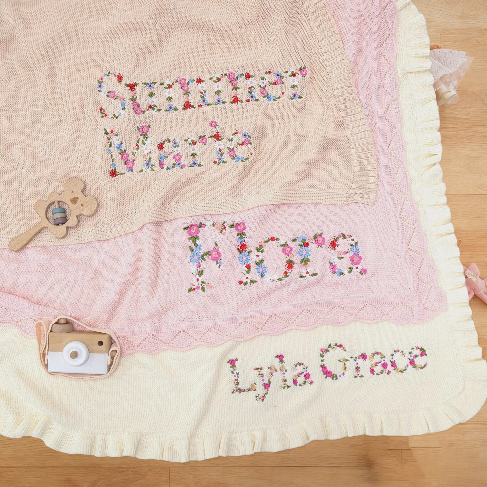 Custom Embroidered Baby Name Blanket Unique Baby Shower Gift Newborn Gifts Christmas Gift