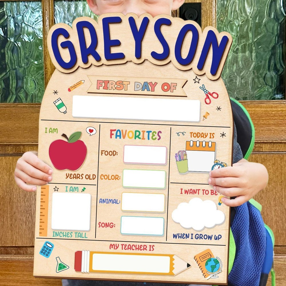 Personalised First Day of School Sign Back to School Photo Prop for Kids Unique Gifts for Boys Girls