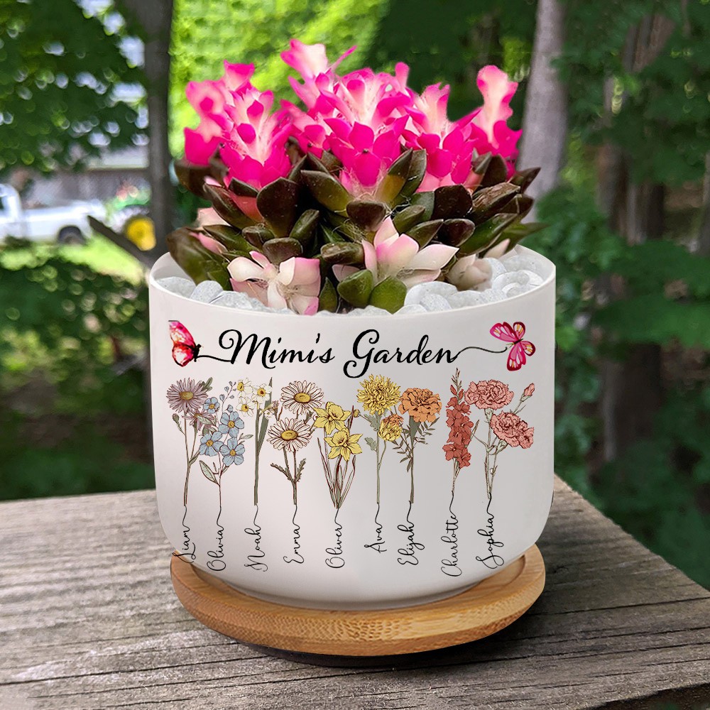 Custom Mimi Garden Birth Flower Mini Plant Pot Mother's Day Gift Ideas Gift for Mum Grandma