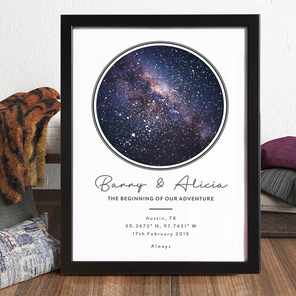 Constellation Star Map Print Frame for Couples Personalised Anniversary Gifts Christmas Gift Ideas