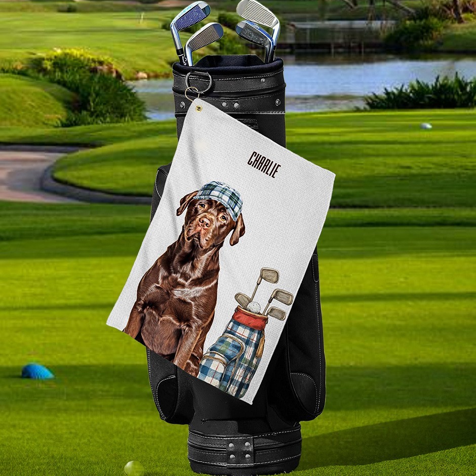 Custom Pet Dog Golf Towel with Pet Photo and Name Gifts for Dog Lover Pet Lover Gifts Golf Lover Gift Ideas