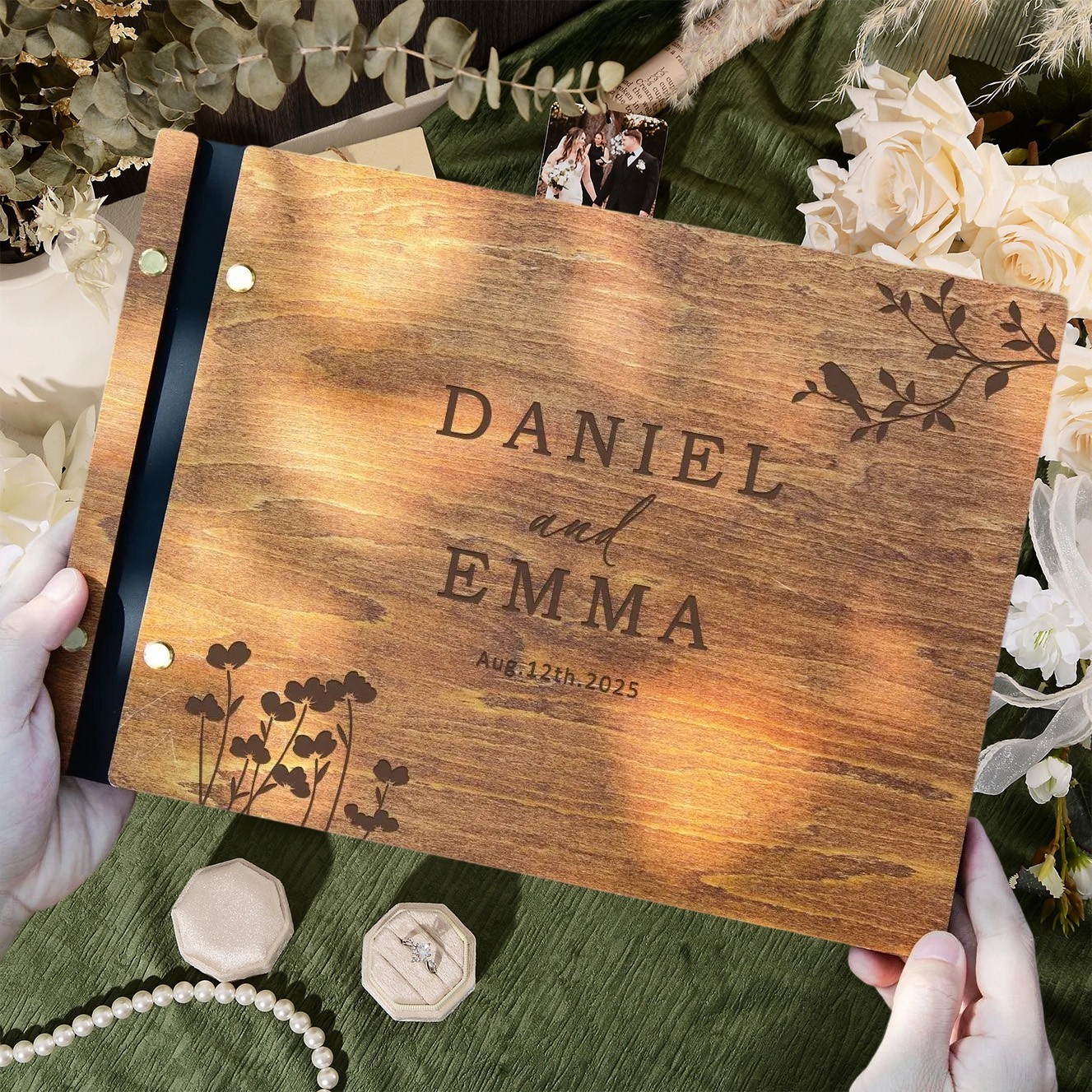 Personalised Wooden Wedding Guest Book Photo Wedding Album Perfect Wedding Keepsake Gifts Engagement Gift