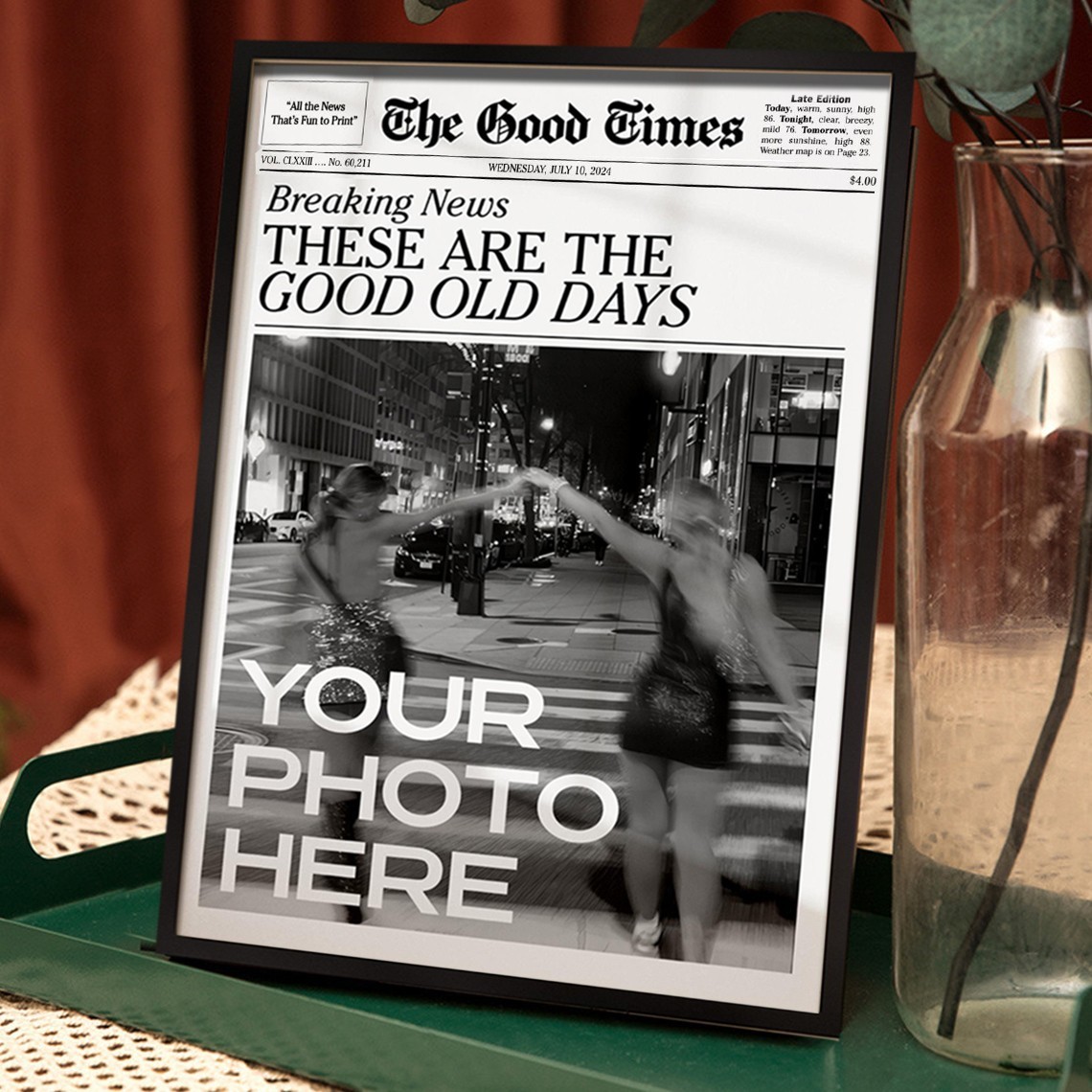 Custom Newspaper Print Frame Personalised Gifts for Friends Best Friend Gift Funny Gift for Her