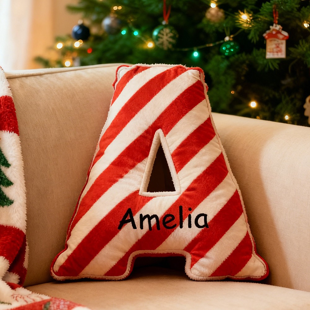 Personalised Christmas Letter Pillow with Custom Name Cozy Holiday Decor Christmas Gift Ideas
