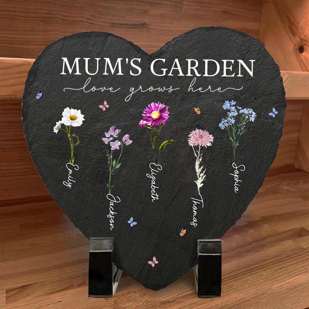 Personalised Mum's Garden Birth Flower Plaque with Kids Names Unique GIft for Mum Grandma Christmas Gift