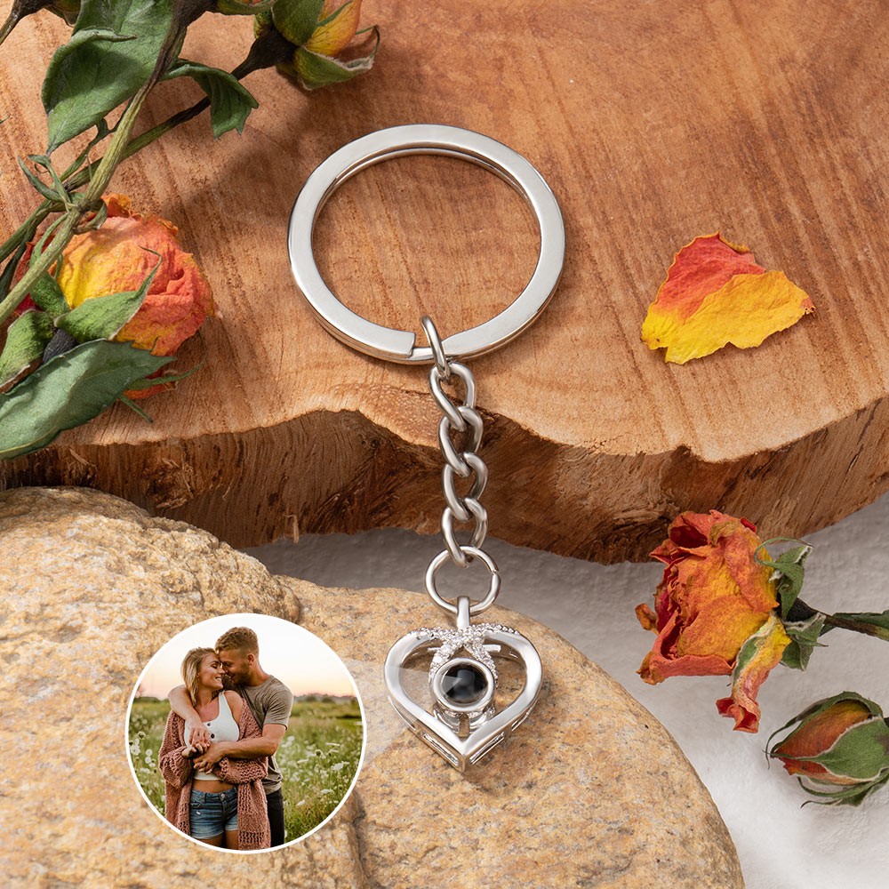 Personalised Memorial Photo Projection Keychain with Picture Inside Gifts for Husband Wife