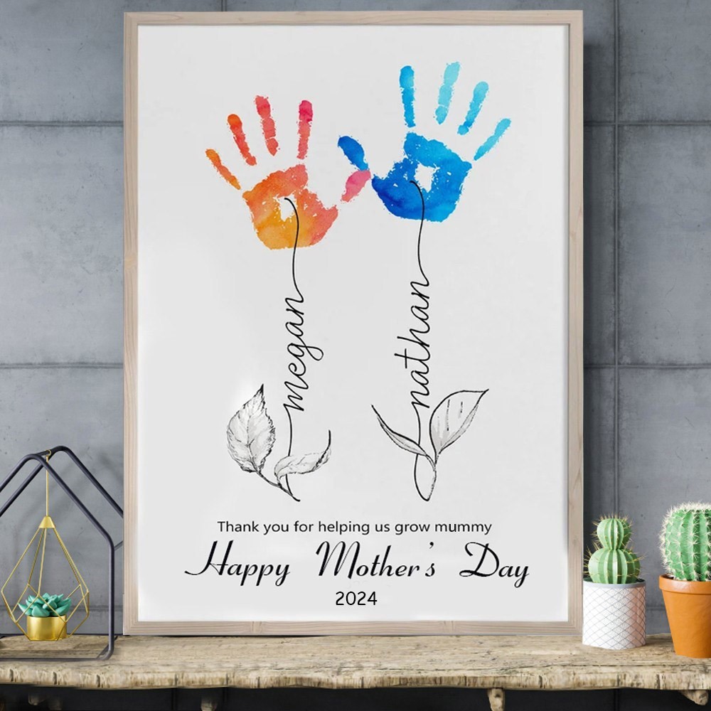 Personalised Handprint Flower Frame for Mum Grandma