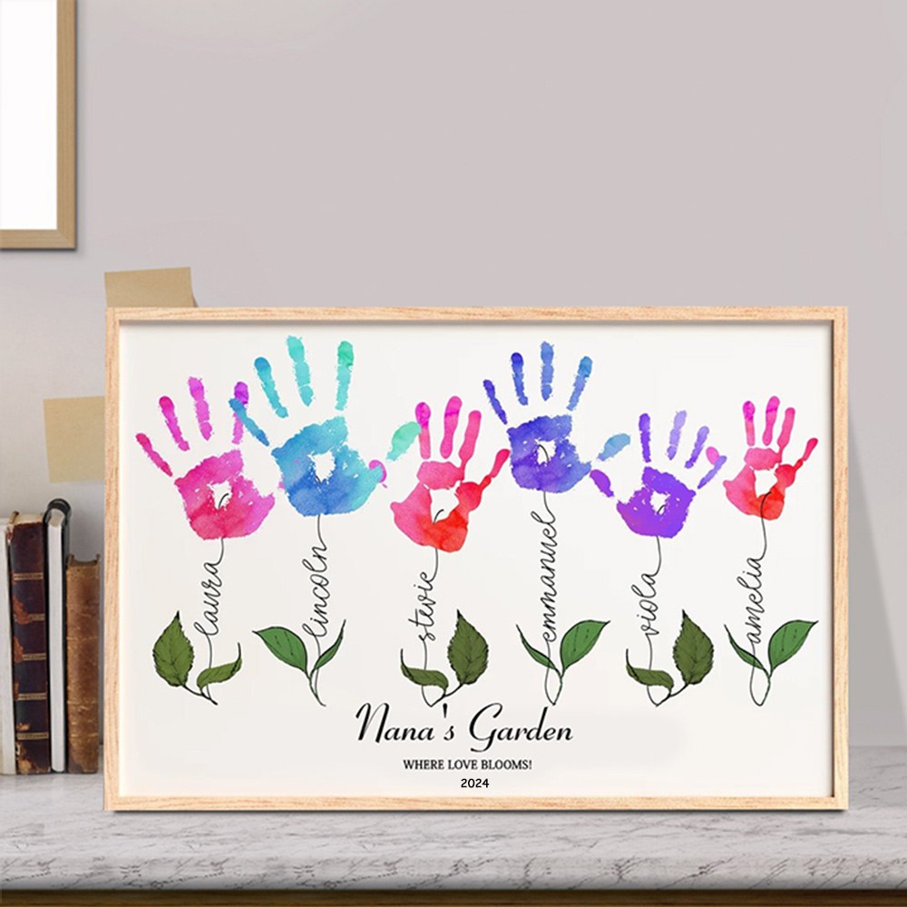 Personalised "Where Love Blooms" Handprint Frame 