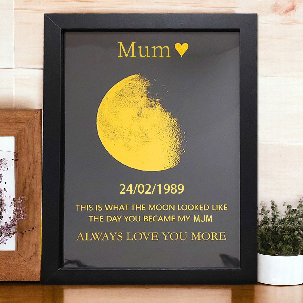 Custom Wooden Moon Phase Photo Frame Sign For Mother's Day Gift