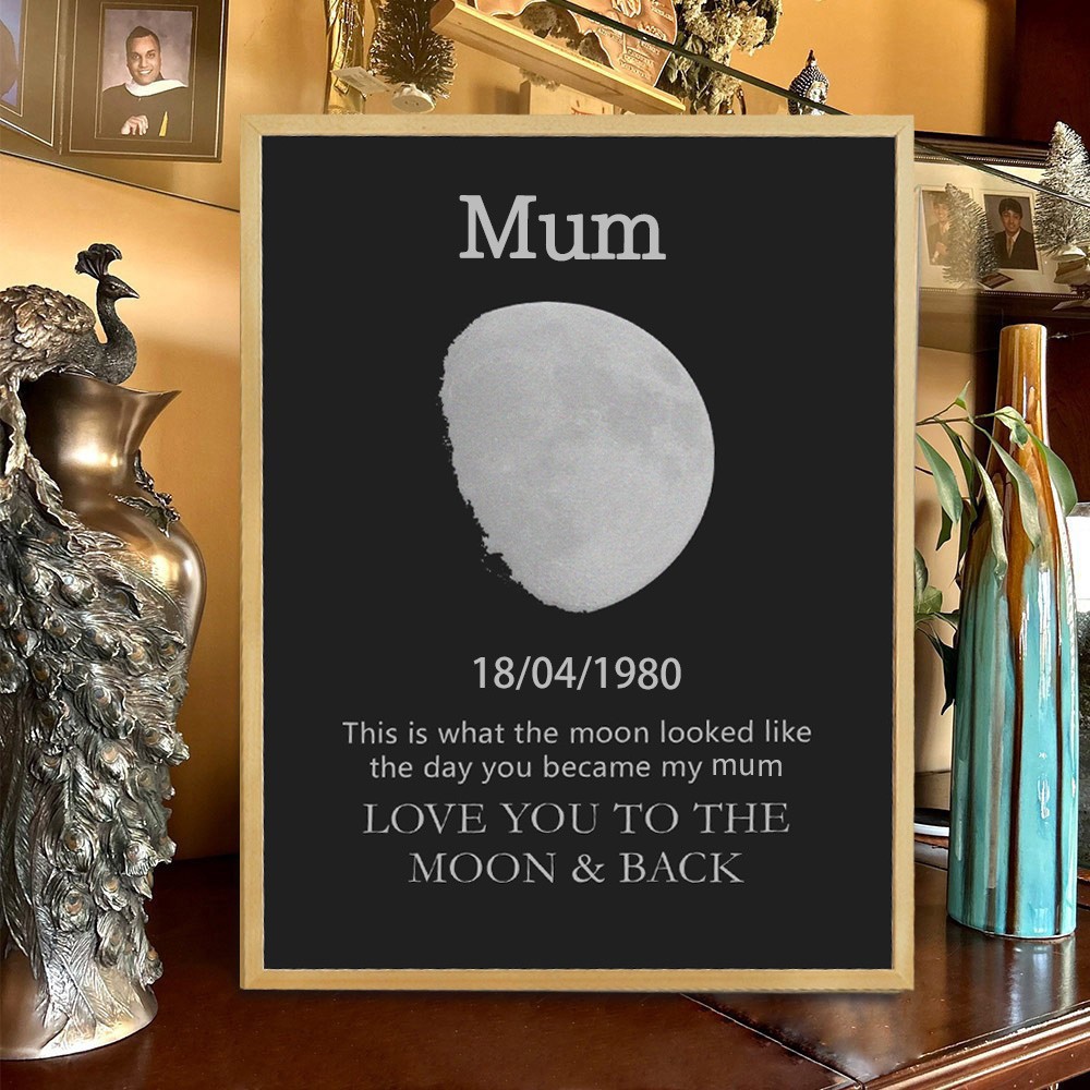 Custom Moon Phase Wood Photo Sign For Mother's Day Gift