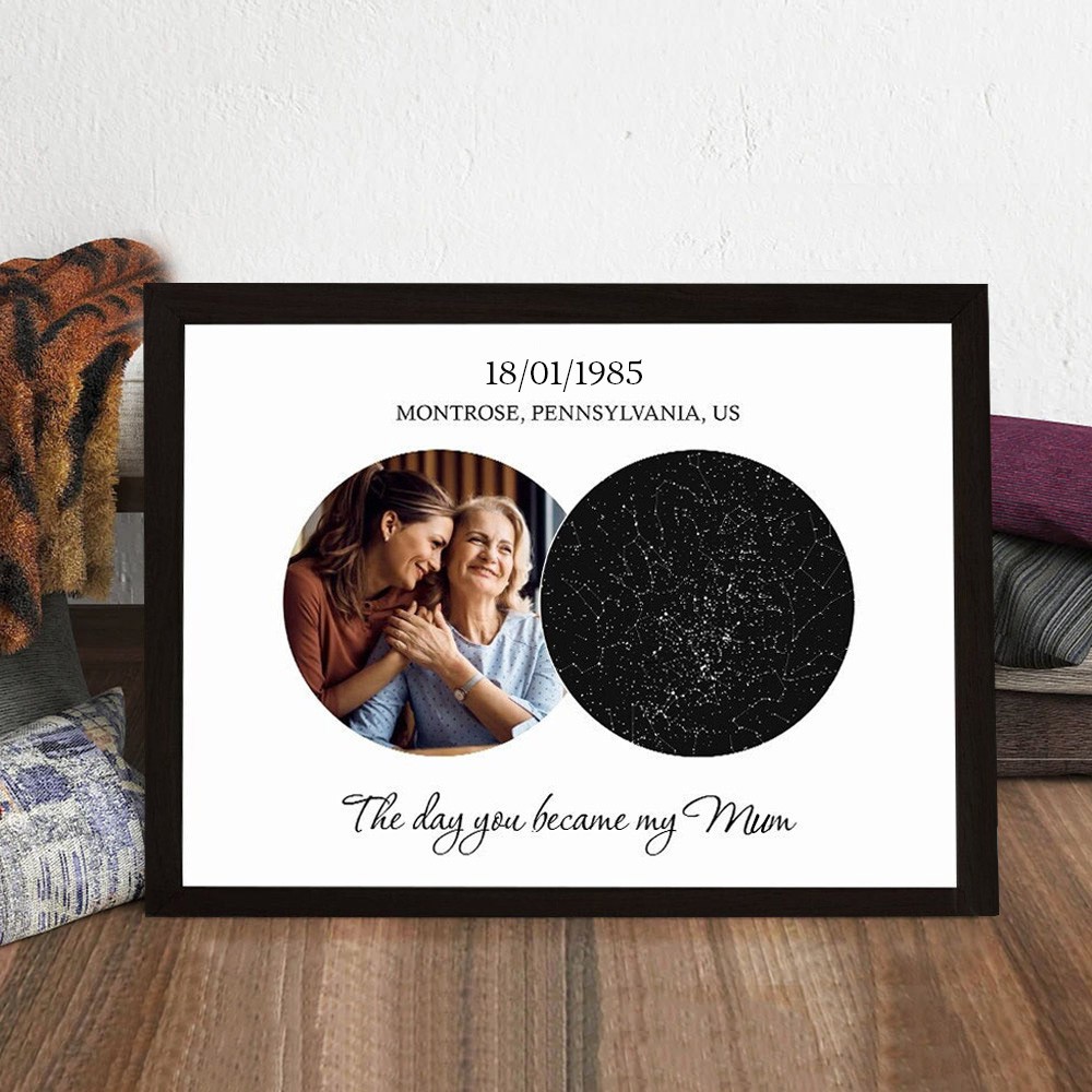 Custom Wooden Moon Phase Print Frame Keepsake Gift for Mum Grandma Mother's Day Gift Ideas