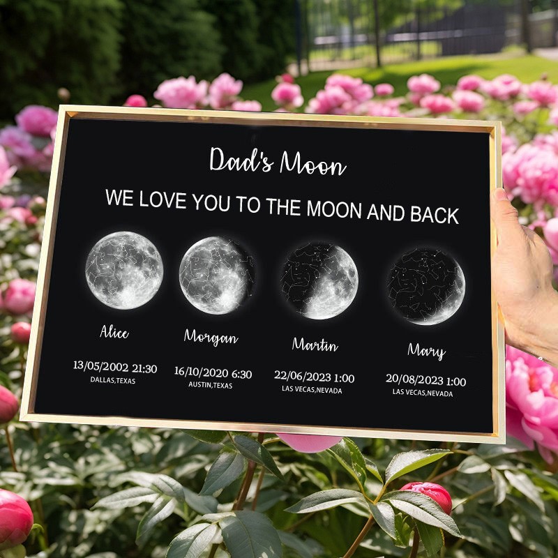 Personalised Dad's Moon Phase Print Frame Sign Perfect Gift Ideas Father's Day Gifts