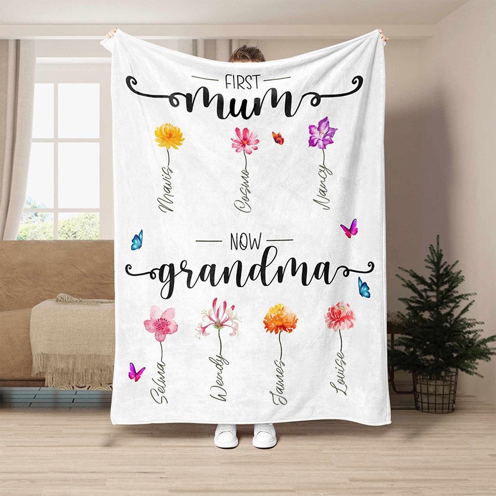 Personalised Family Birth Flower Blanket with Names