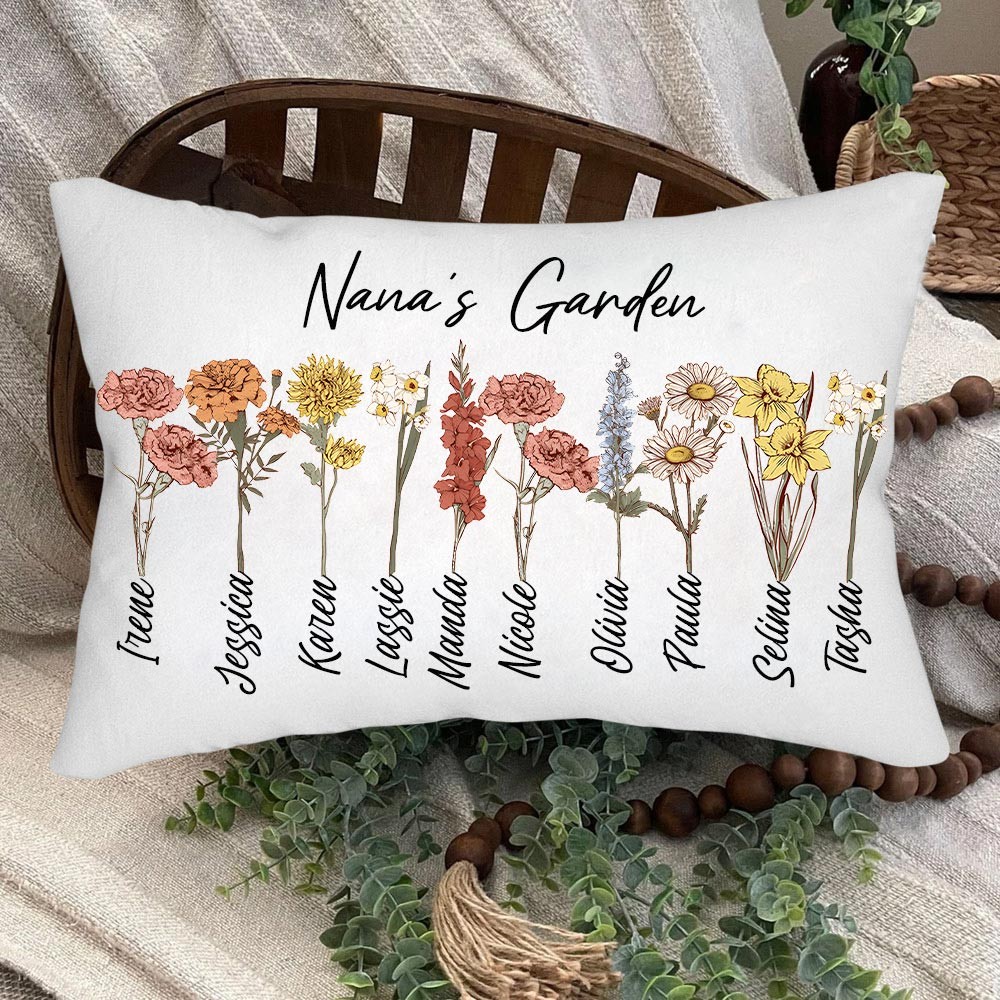 Personalised Nana's Garden Birth Flower Pillow