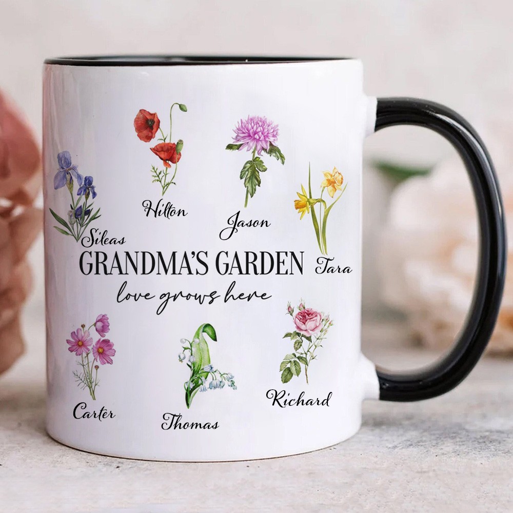 Personalised Birth Flower Grandma's Garden Mug