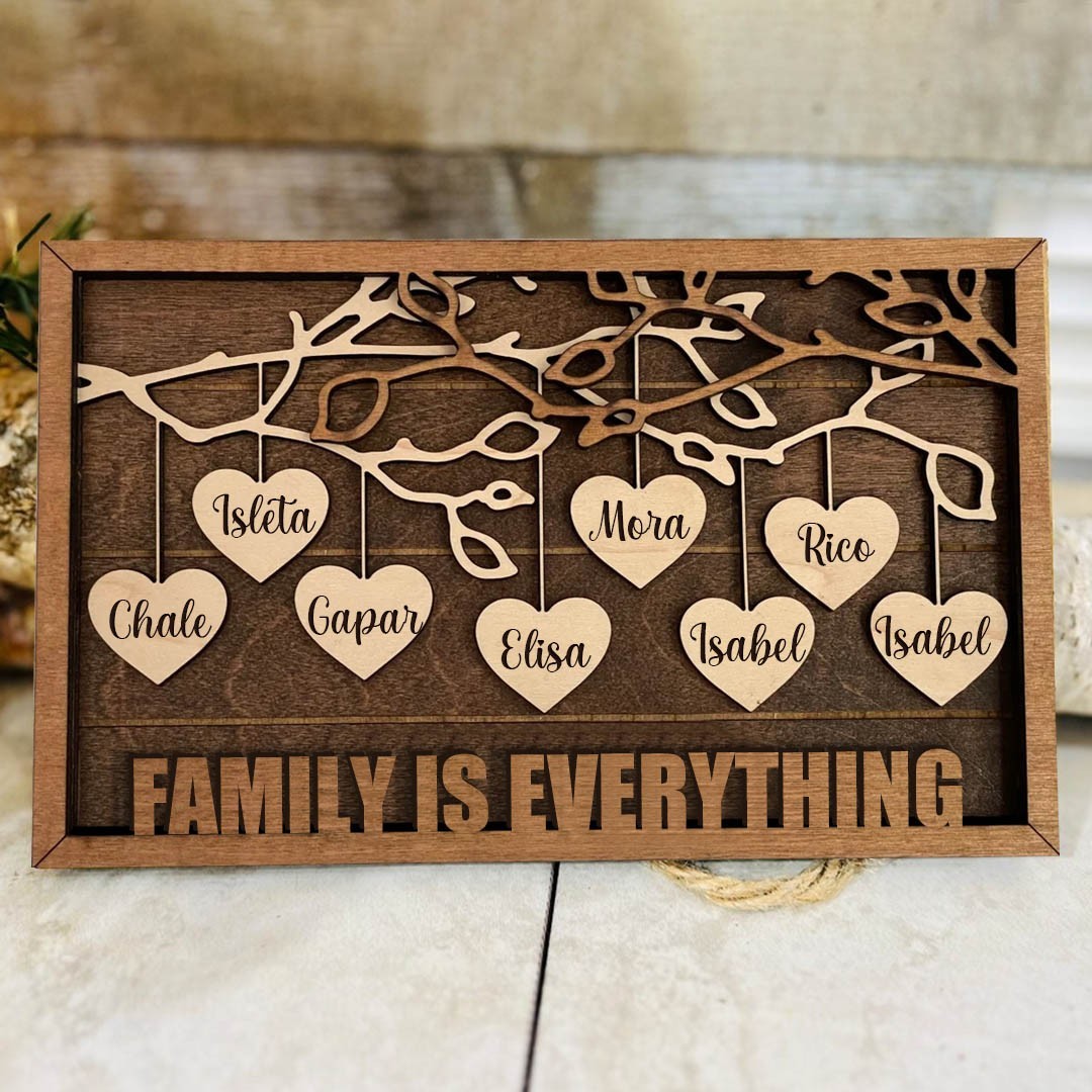 Personalised Family Is Everything Family Tree Name Sign 