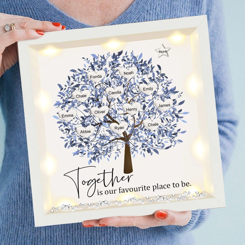 Personalised Light Up Family Tree Frame Keepsake for Grandma