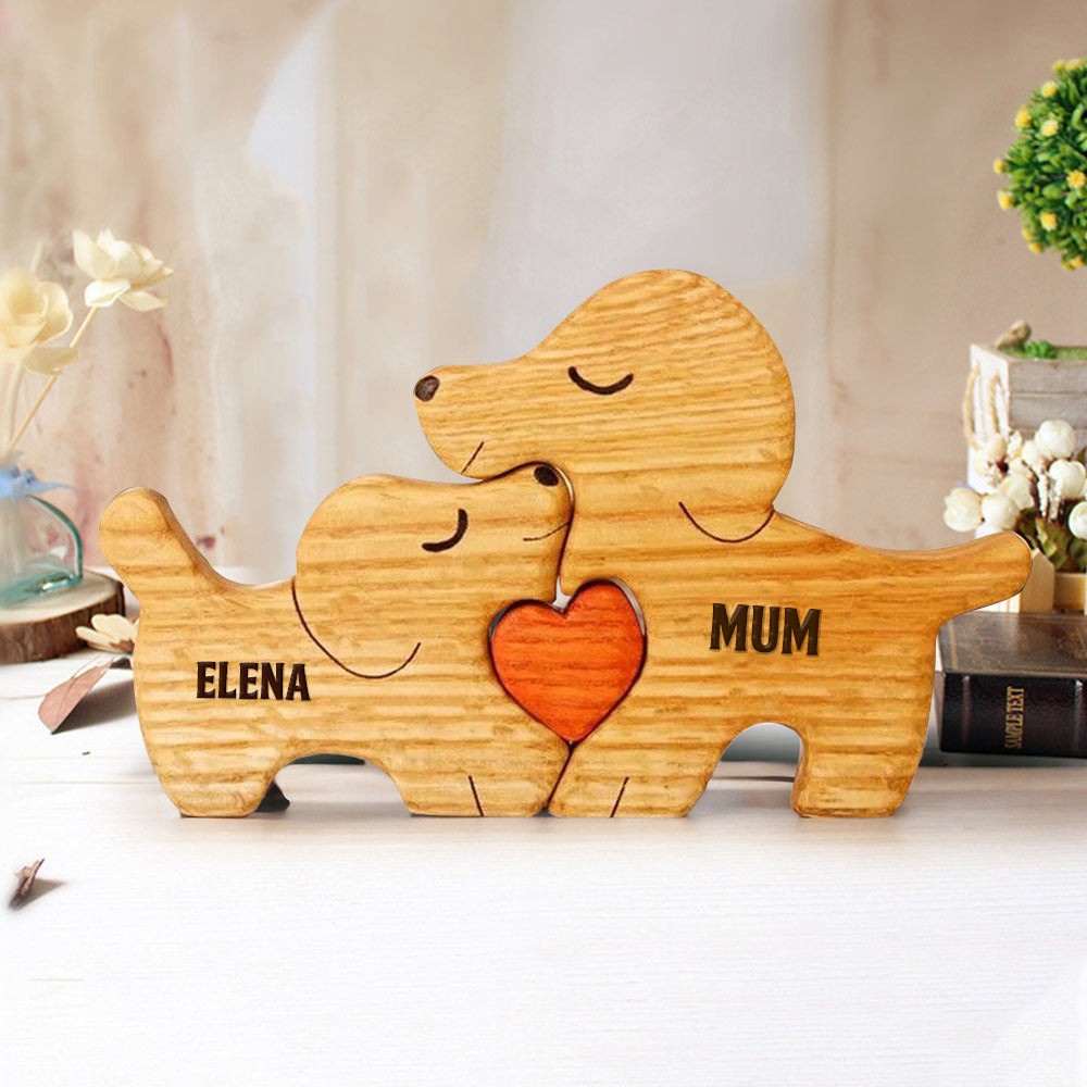 Personalised Wooden Dog Puzzle with Kids Names