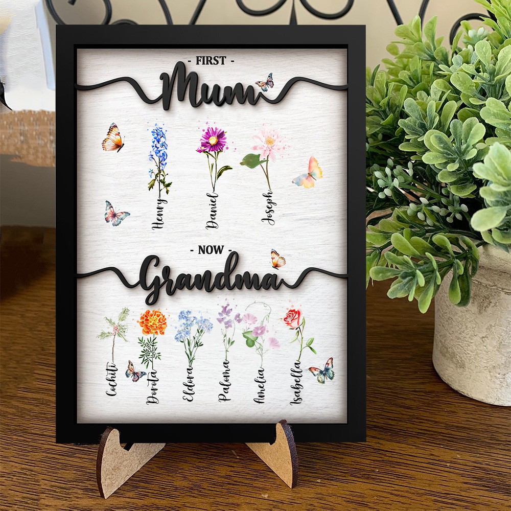 Personalised Birth Month Flowers Frame with Names for Her