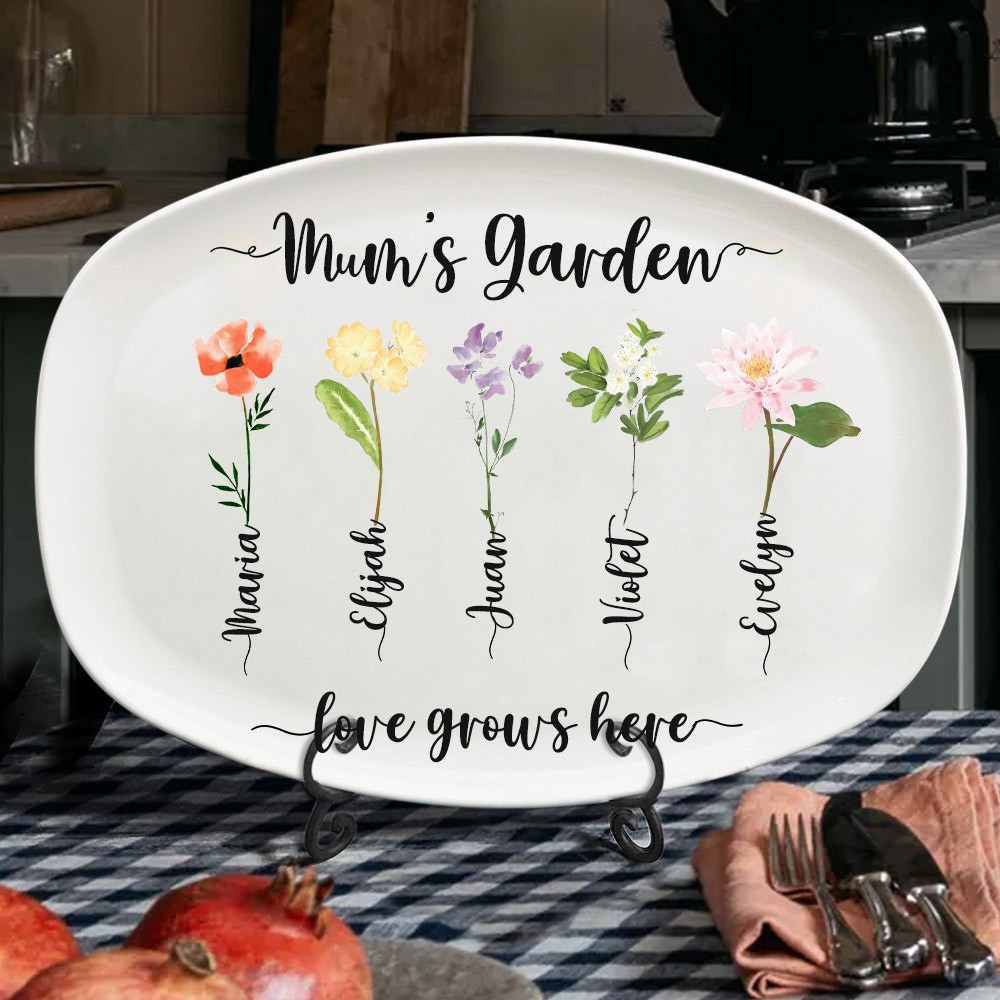 Personalised Mum's Garden Birth Flower Platter