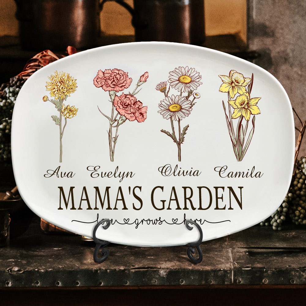 Personalised Birth Flower Platter Mothers Day Gifts